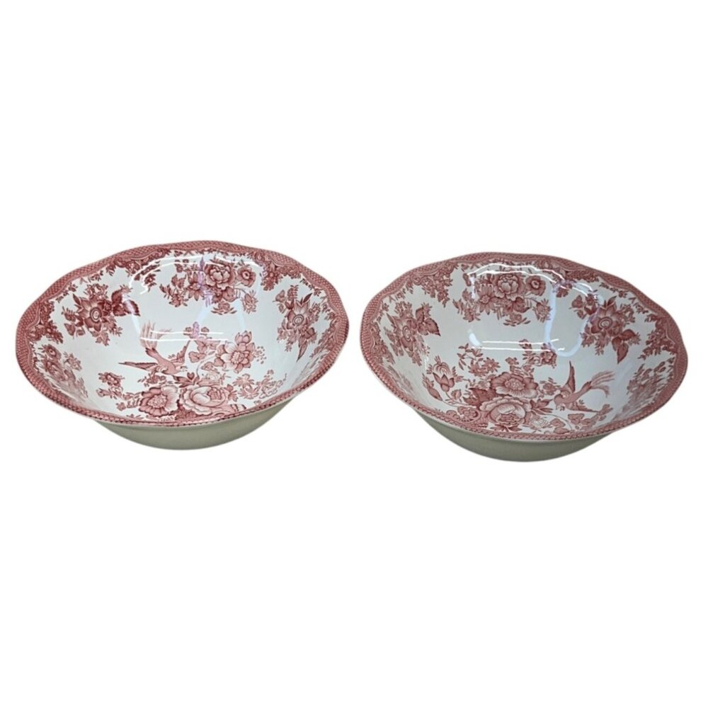 2 Red Parliament Premiere Original Manufacturer Asiatic Pheasants Serving Bowls